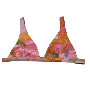 Skatie Calypso Bikini Top Puka Print Triangle Bathing Suit Vacation Summer Beach